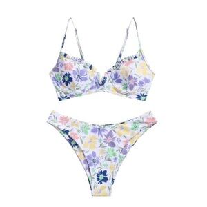 Zaful High Cut Cheeky Floral Bikini